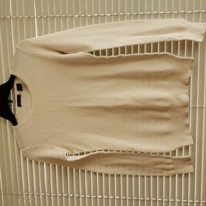 Cream Waffle Knit Long-Sleeved Shirt | Size Small
